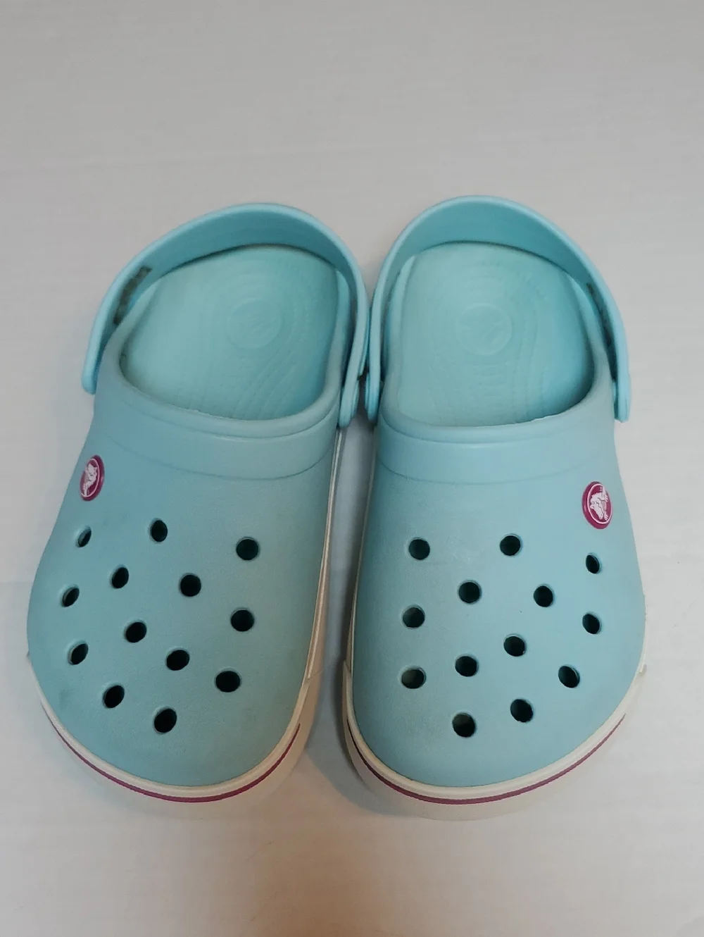 Crocs Crocband II Ice Blue Candy Pink Kids Junior Size J3 Slip On Clogs